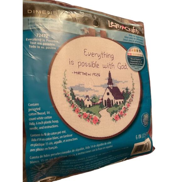 Counted Cross Stitch Everything IS Possible With God -2004 Dimensions 72472 New - Picture 4 of 6